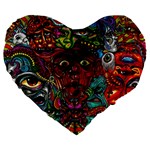 Somewhere Near Oblivion Nightmares Acid Colors Psychedelic Large 19  Premium Flano Heart Shape Cushions
