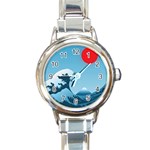 Minimalism Great Wave Off Kanagawa Round Italian Charm Watch