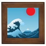Minimalism Great Wave Off Kanagawa Framed Tile