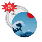 Minimalism Great Wave Off Kanagawa 2.25  Buttons (10 pack) 