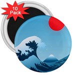 Minimalism Great Wave Off Kanagawa 3  Magnets (10 pack) 