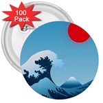 Minimalism Great Wave Off Kanagawa 3  Buttons (100 pack) 