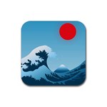 Minimalism Great Wave Off Kanagawa Rubber Coaster (Square)
