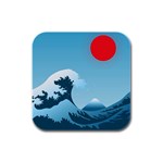 Minimalism Great Wave Off Kanagawa Rubber Square Coaster (4 pack)