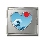 Minimalism Great Wave Off Kanagawa Mega Link Heart Italian Charm (18mm)