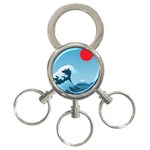 Minimalism Great Wave Off Kanagawa 3-Ring Key Chain
