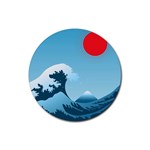 Minimalism Great Wave Off Kanagawa Rubber Coaster (Round)