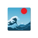 Minimalism Great Wave Off Kanagawa Square Magnet