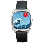 Minimalism Great Wave Off Kanagawa Square Metal Watch