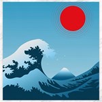 Minimalism Great Wave Off Kanagawa Canvas 20  x 20 