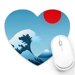 Minimalism Great Wave Off Kanagawa Heart Mousepad