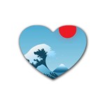 Minimalism Great Wave Off Kanagawa Rubber Heart Coaster (4 pack)