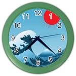 Minimalism Great Wave Off Kanagawa Color Wall Clock