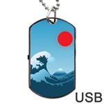 Minimalism Great Wave Off Kanagawa Dog Tag USB Flash (One Side)