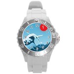 Minimalism Great Wave Off Kanagawa Round Plastic Sport Watch (L)