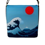 Minimalism Great Wave Off Kanagawa Flap Closure Messenger Bag (L)