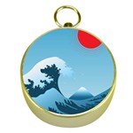 Minimalism Great Wave Off Kanagawa Gold Compasses