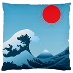 Minimalism Great Wave Off Kanagawa Large Premium Plush Fleece Cushion Case (Two Sides)