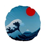 Minimalism Great Wave Off Kanagawa Standard 15  Premium Flano Round Cushions