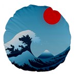 Minimalism Great Wave Off Kanagawa Large 18  Premium Flano Round Cushions