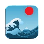 Minimalism Great Wave Off Kanagawa Square Metal Box (Black)
