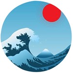 Minimalism Great Wave Off Kanagawa Wooden Bottle Opener (Round)