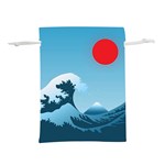 Minimalism Great Wave Off Kanagawa Lightweight Drawstring Pouch (S)
