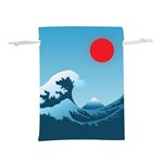 Minimalism Great Wave Off Kanagawa Lightweight Drawstring Pouch (L)