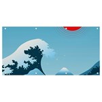 Minimalism Great Wave Off Kanagawa Banner and Sign 8  x 4 