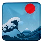 Minimalism Great Wave Off Kanagawa Square Glass Fridge Magnet (4 pack)
