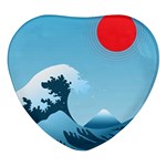 Minimalism Great Wave Off Kanagawa Heart Glass Fridge Magnet (4 pack)