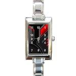 Gamer Tech Black Mesh Red Modern Shape Texture Geometric Pattern Rectangle Italian Charm Watch