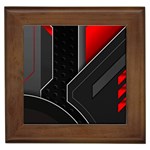 Gamer Tech Black Mesh Red Modern Shape Texture Geometric Pattern Framed Tile