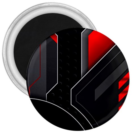 Gamer Tech Black Mesh Red Modern Shape Texture Geometric Pattern 3  Magnets from ArtsNow.com Front