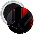 Gamer Tech Black Mesh Red Modern Shape Texture Geometric Pattern 3  Magnets