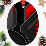 Gamer Tech Black Mesh Red Modern Shape Texture Geometric Pattern Ornament (Oval)