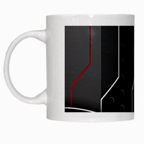 Gamer Tech Black Mesh Red Modern Shape Texture Geometric Pattern White Mug from ArtsNow.com Left