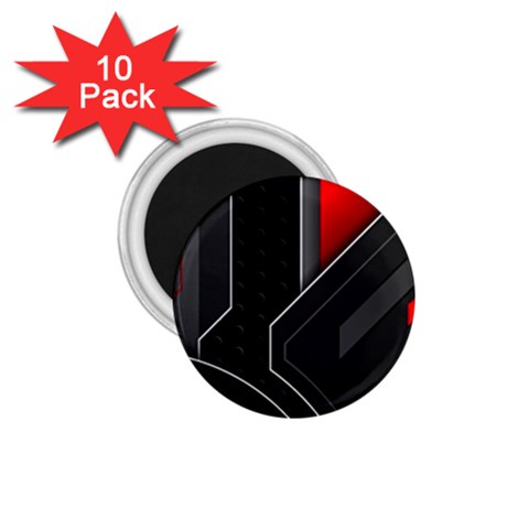 Gamer Tech Black Mesh Red Modern Shape Texture Geometric Pattern 1.75  Magnets (10 pack)  from ArtsNow.com Front