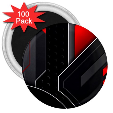 Gamer Tech Black Mesh Red Modern Shape Texture Geometric Pattern 3  Magnets (100 pack) from ArtsNow.com Front