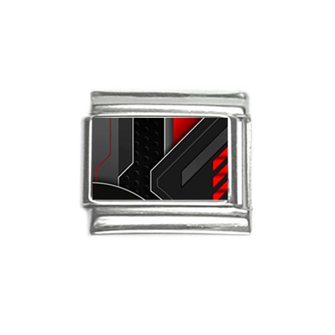 Gamer Tech Black Mesh Red Modern Shape Texture Geometric Pattern Italian Charm (9mm) from ArtsNow.com Front