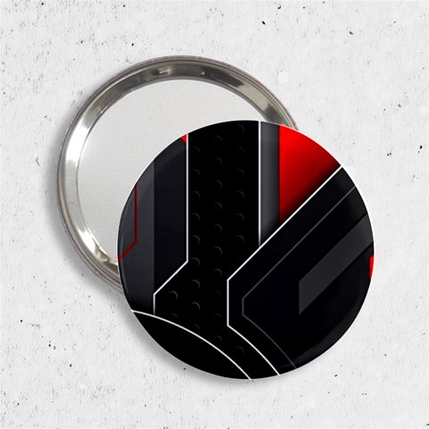 Gamer Tech Black Mesh Red Modern Shape Texture Geometric Pattern 2.25  Handbag Mirrors from ArtsNow.com Front