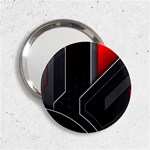 Gamer Tech Black Mesh Red Modern Shape Texture Geometric Pattern 2.25  Handbag Mirrors