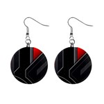 Gamer Tech Black Mesh Red Modern Shape Texture Geometric Pattern Mini Button Earrings