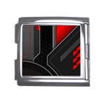 Gamer Tech Black Mesh Red Modern Shape Texture Geometric Pattern Mega Link Italian Charm (18mm)
