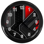 Gamer Tech Black Mesh Red Modern Shape Texture Geometric Pattern Wall Clock (Black)