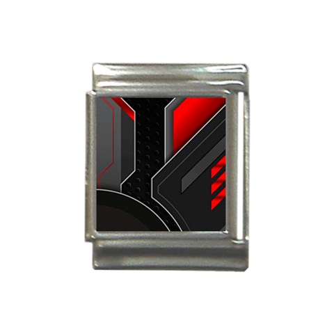 Gamer Tech Black Mesh Red Modern Shape Texture Geometric Pattern Italian Charm (13mm) from ArtsNow.com Front