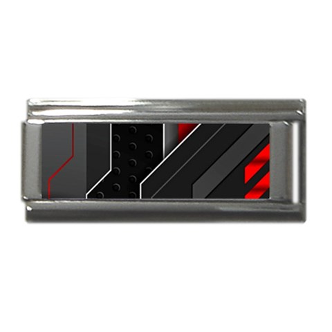 Gamer Tech Black Mesh Red Modern Shape Texture Geometric Pattern Superlink Italian Charm (9mm) from ArtsNow.com Front