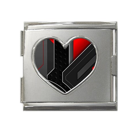 Gamer Tech Black Mesh Red Modern Shape Texture Geometric Pattern Mega Link Heart Italian Charm (18mm) from ArtsNow.com Front