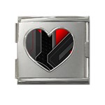 Gamer Tech Black Mesh Red Modern Shape Texture Geometric Pattern Mega Link Heart Italian Charm (18mm)