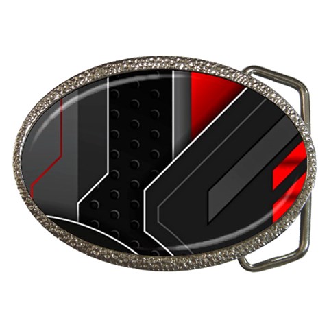 Gamer Tech Black Mesh Red Modern Shape Texture Geometric Pattern Belt Buckles from ArtsNow.com Front